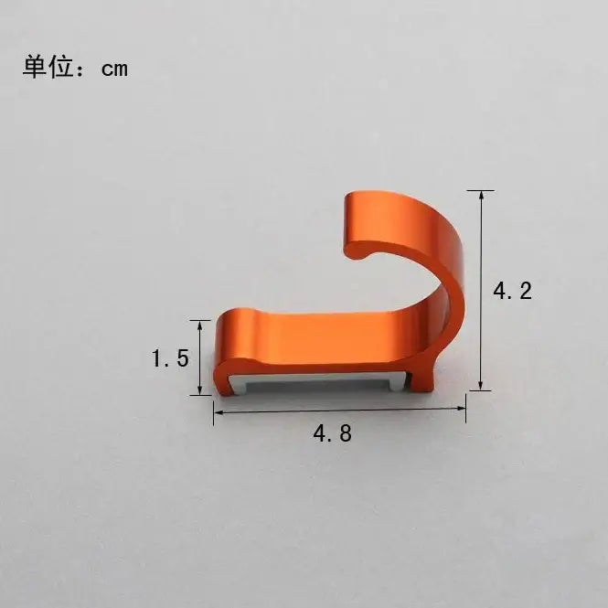 Orange metallic c-shaped candy color metal wall hook with precise centimeter dimensions for bathroom towels and coats decorbites