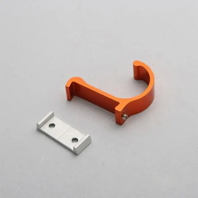 Orange aluminum c-shaped candy color metal wall hook with silver mounting plate for bathroom towels and coats decorbites