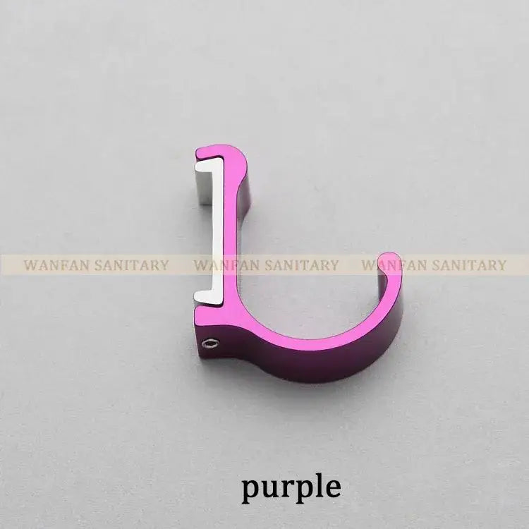 Purple metallic candy color metal c-shaped wall hook with silver inner bar and hole for bathroom towels and coats decorbites