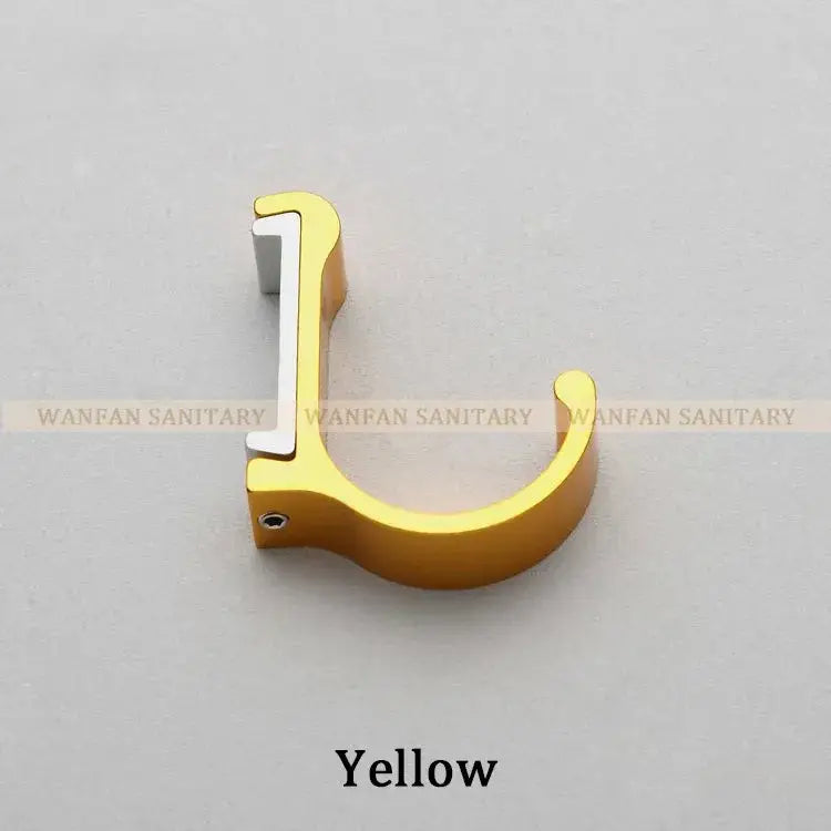 Yellow metallic l-shaped candy color metal wall hook with silver inner bar for bathroom towels and coats decorbites candy color