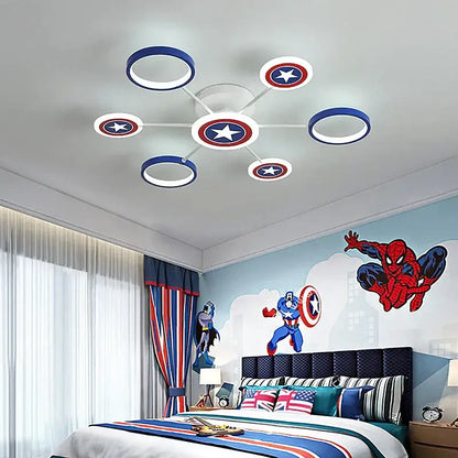 Blue and white captian america shield led ceiling light fixture for bedroom decorbites led ceiling light decor