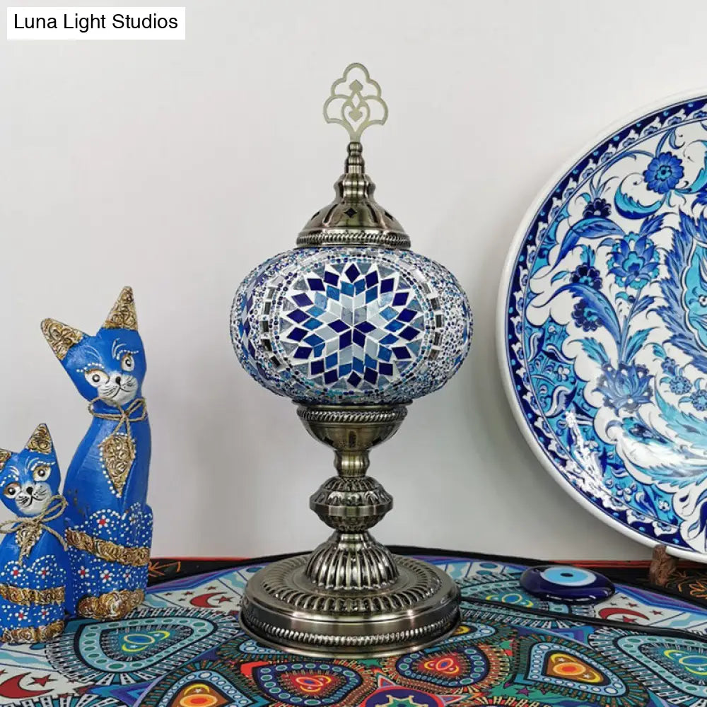 Caroline - Moroccan Oblong Night Light - Stained Art Glass Lamp