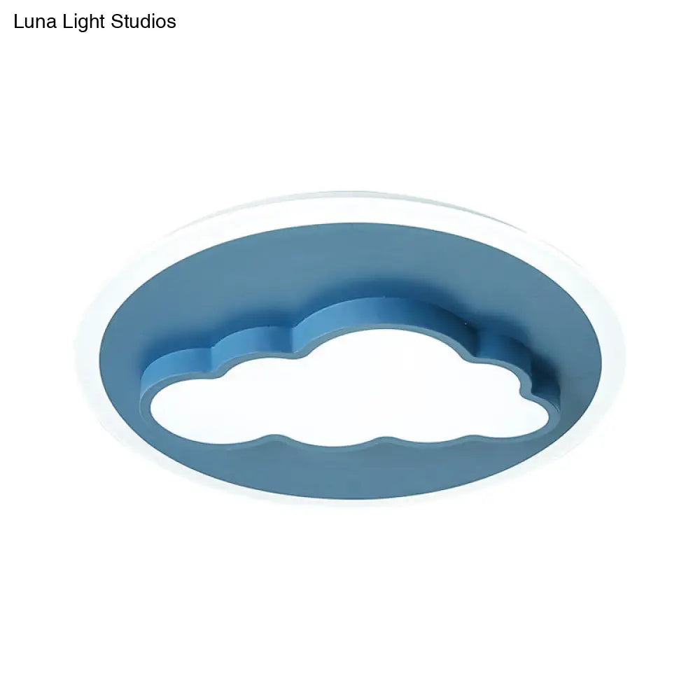 DecorBites™ Cartoon Acrylic Blue LED Ceiling Lamp for Kids Bedroom - Cloud/Rudder Flush Light Fixture
