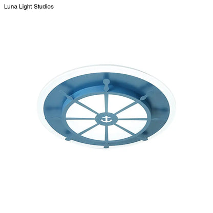 DecorBites™ Cartoon Acrylic Blue LED Ceiling Lamp for Kids Bedroom - Cloud/Rudder Flush Light Fixture