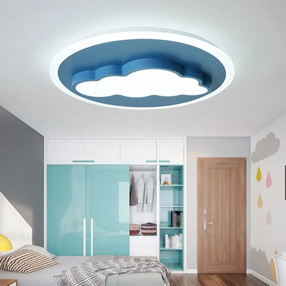 DecorBites™ Cartoon Acrylic Blue LED Ceiling Lamp for Kids Bedroom - Cloud/Rudder Flush Light Fixture