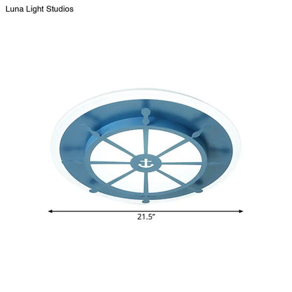 DecorBites™ Cartoon Acrylic Blue LED Ceiling Lamp for Kids Bedroom - Cloud/Rudder Flush Light Fixture