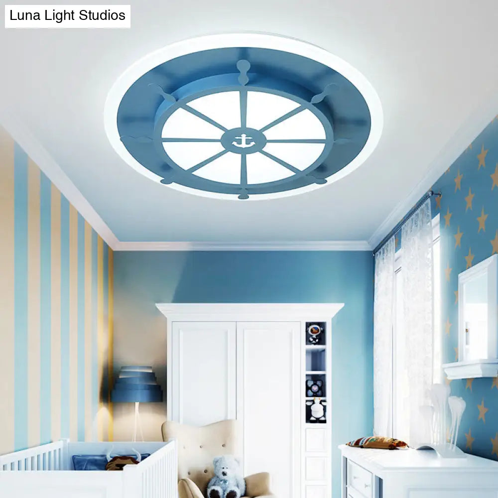 DecorBites™ Cartoon Acrylic Blue LED Ceiling Lamp for Kids Bedroom - Cloud/Rudder Flush Light Fixture