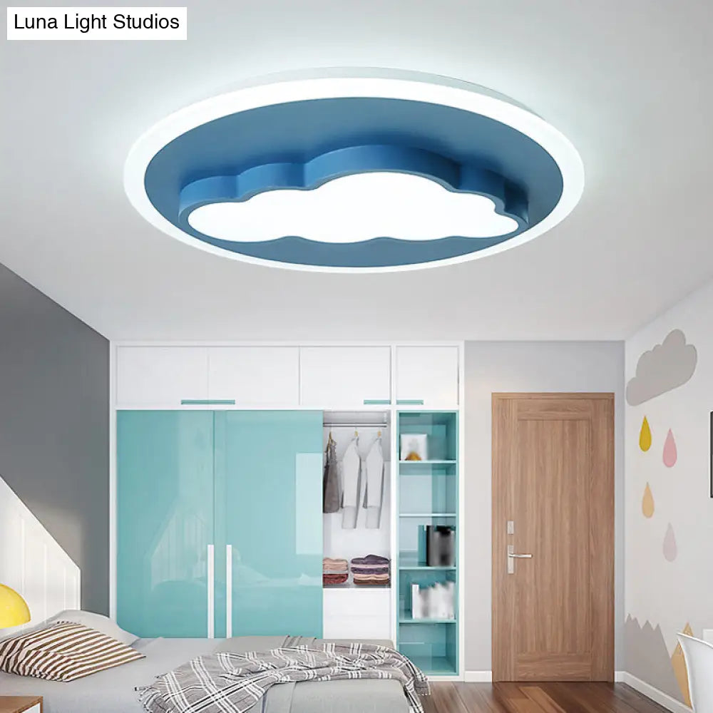 DecorBites™ Cartoon Acrylic Blue LED Ceiling Lamp for Kids Bedroom - Cloud/Rudder Flush Light Fixture