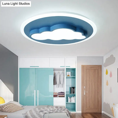 DecorBites™ Cartoon Acrylic Blue LED Ceiling Lamp for Kids Bedroom - Cloud/Rudder Flush Light Fixture