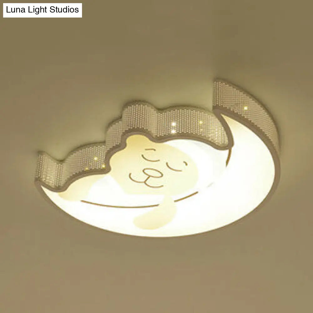 DecorBites™ Cartoon Acrylic Ceiling Light for Kindergarten with White Flush Mount Fixture