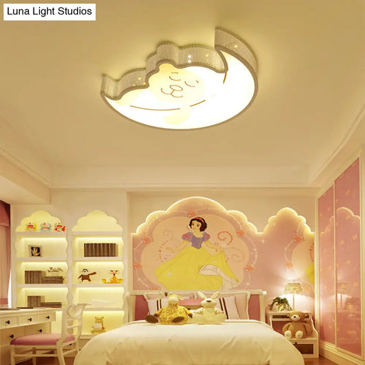 DecorBites™ Cartoon Acrylic Ceiling Light for Kindergarten with White Flush Mount Fixture