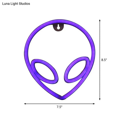 Cartoon Alien LED Nightstand Light for Baby Bedroom - Plastic White Wall Night Lighting