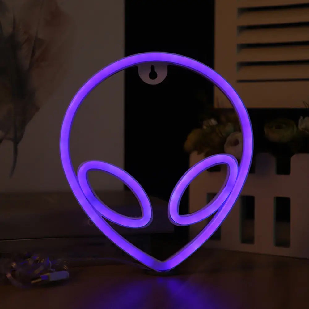Cartoon Alien LED Nightstand Light for Baby Bedroom - Plastic White Wall Night Lighting