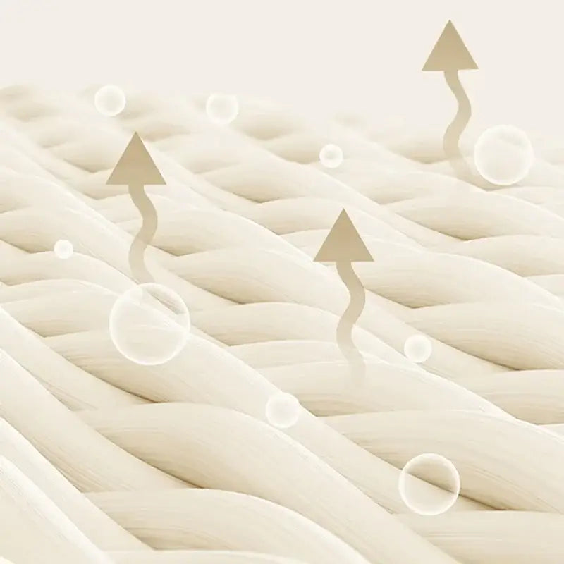 Cream-colored satin quilt cover set with tightly woven textured fabric designed for air circulation in bedroom bedding
