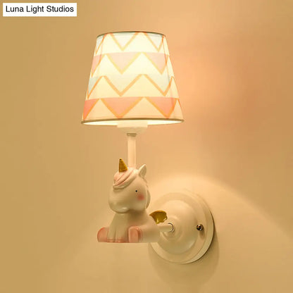 Cartoon Animal Kids Bedside Wall Mount Light in Pink