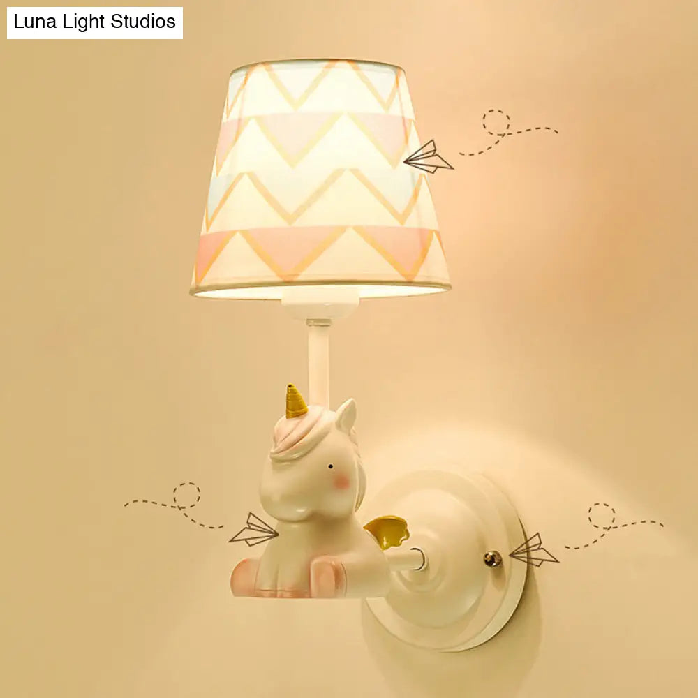 Cartoon Animal Kids Bedside Wall Mount Light in Pink