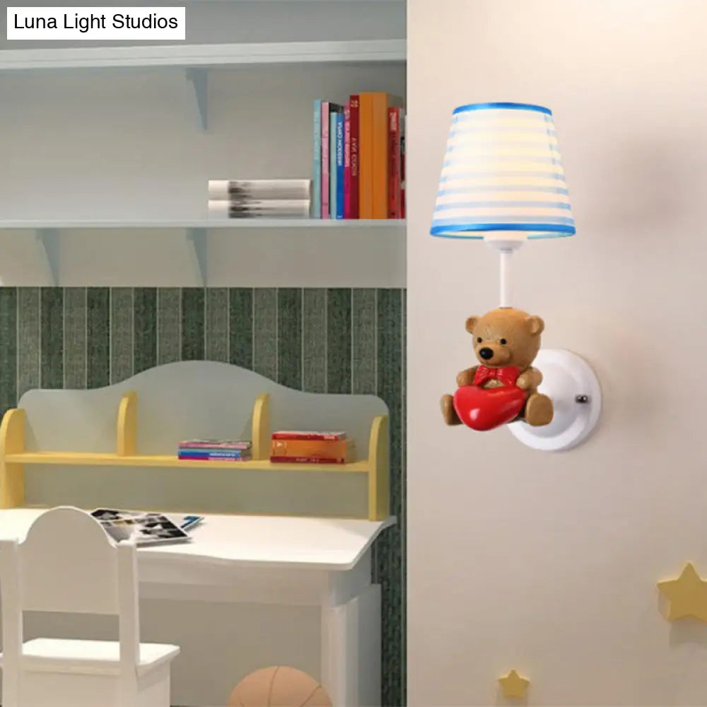 Cartoon Animal Kids Bedside Wall Mount Light in Pink