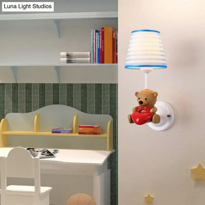 Cartoon Animal Kids Bedside Wall Mount Light in Pink