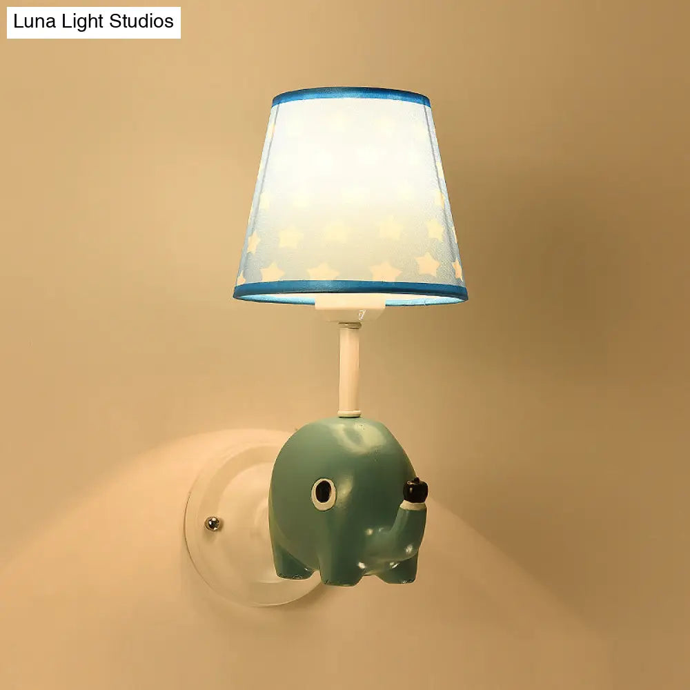 Cartoon Animal Kids Bedside Wall Mount Light in Pink