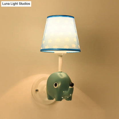 Cartoon Animal Kids Bedside Wall Mount Light in Pink