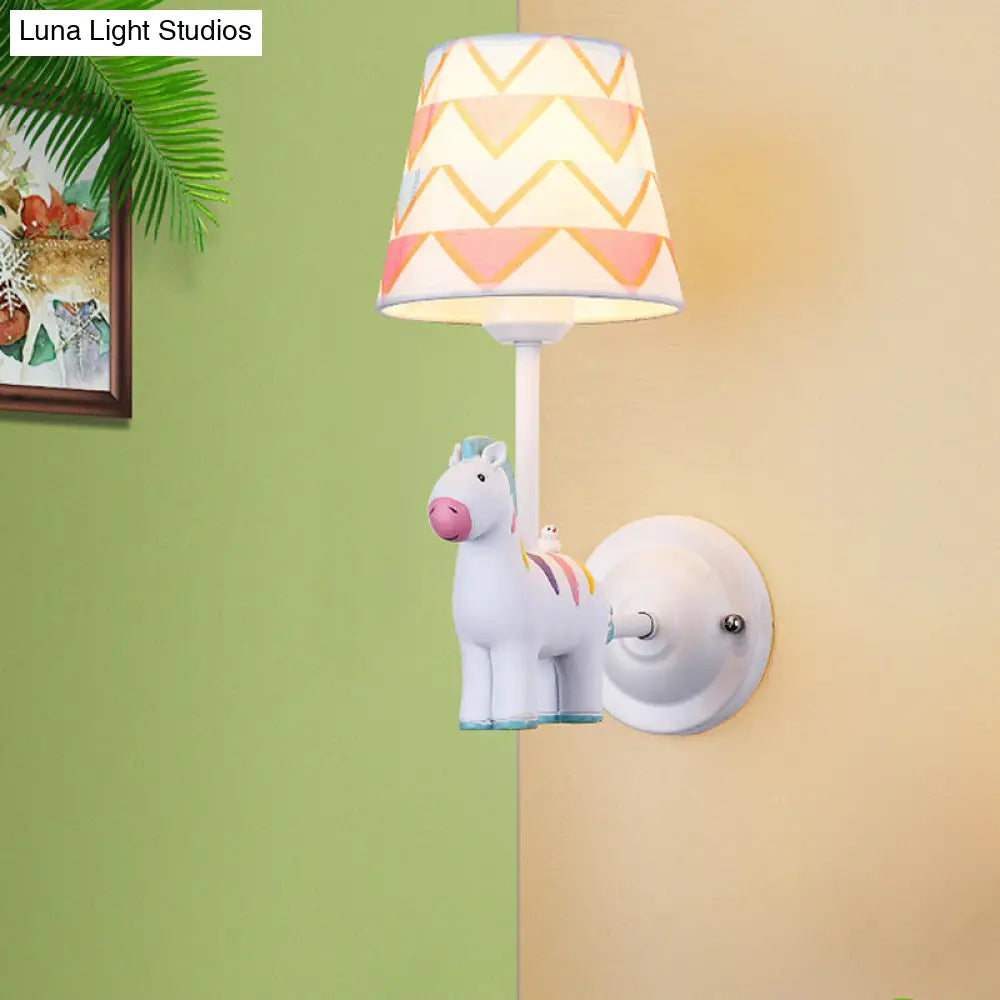 Cartoon Animal Kids Bedside Wall Mount Light in Pink