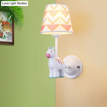 Cartoon Animal Kids Bedside Wall Mount Light in Pink