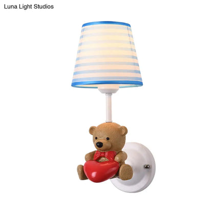 Cartoon Animal Kids Bedside Wall Mount Light in Pink