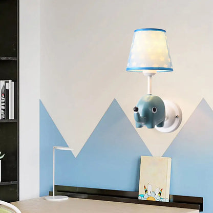 Cartoon Animal Kids Bedside Wall Mount Light in Pink