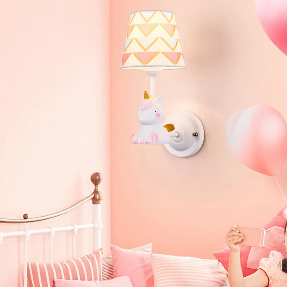 Cartoon Animal Kids Bedside Wall Mount Light in Pink