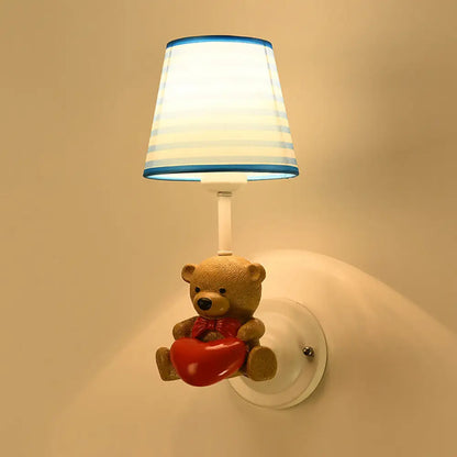 Cartoon Animal Kids Bedside Wall Mount Light in Pink