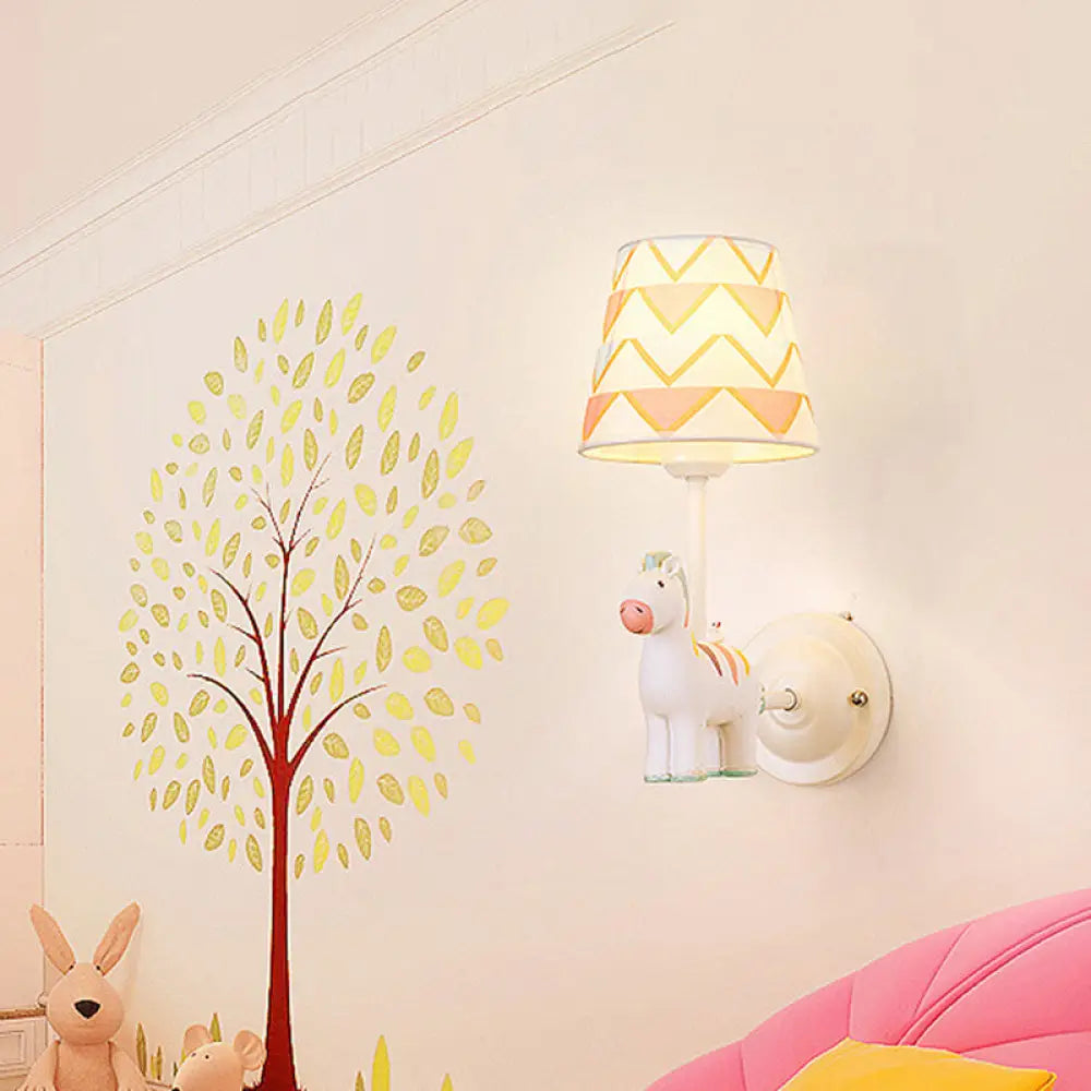 Cartoon Animal Kids Bedside Wall Mount Light in Pink