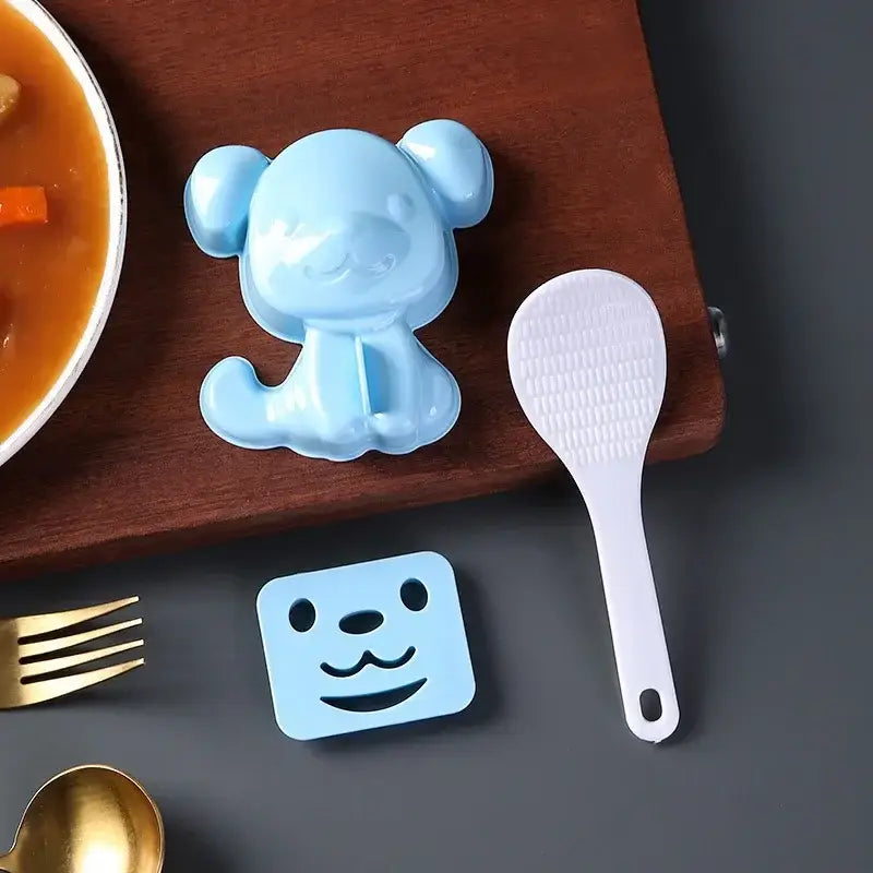Light blue plastic dog-shaped rice mold from decorbites cartoon animals mold set for cartoon animals sushi and sandwich