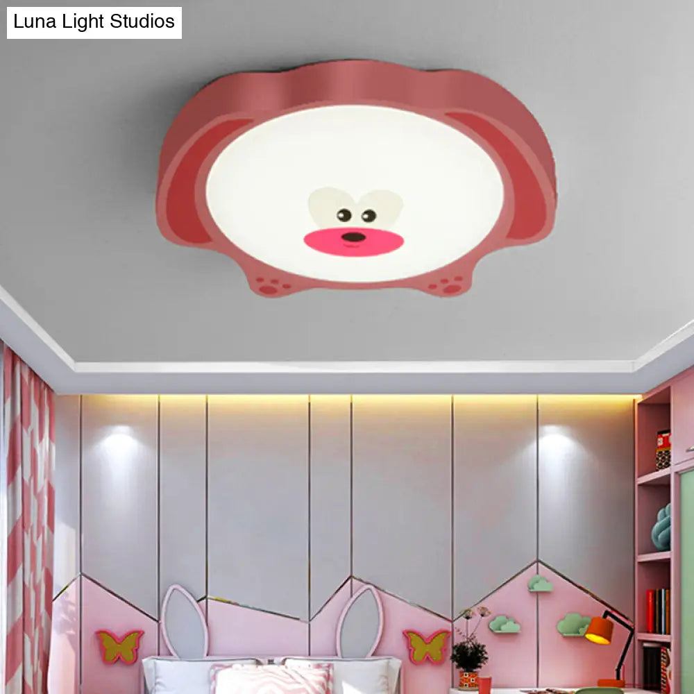 DecorBites™ Cartoon Bear LED Flush Mount Lighting for Kids' Room in Blue/Pink Acrylic and Metal