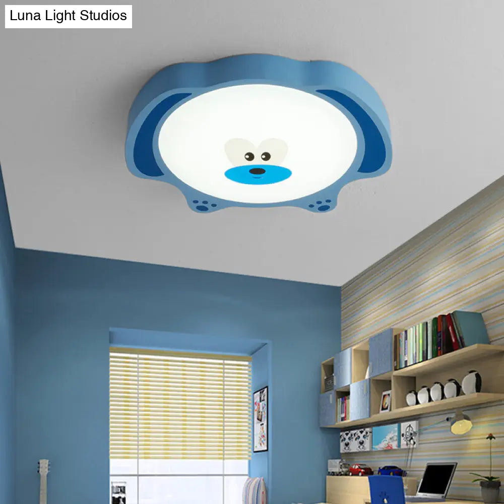 DecorBites™ Cartoon Bear LED Flush Mount Lighting for Kids' Room in Blue/Pink Acrylic and Metal
