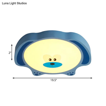 DecorBites™ Cartoon Bear LED Flush Mount Lighting for Kids' Room in Blue/Pink Acrylic and Metal