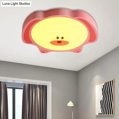 DecorBites™ Cartoon Bear LED Flush Mount Lighting for Kids' Room in Blue/Pink Acrylic and Metal