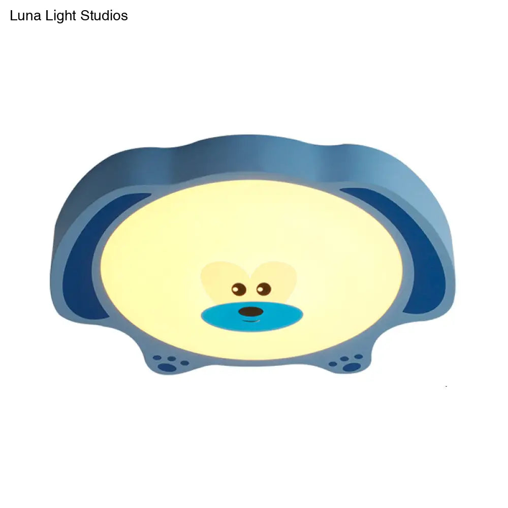 DecorBites™ Cartoon Bear LED Flush Mount Lighting for Kids' Room in Blue/Pink Acrylic and Metal