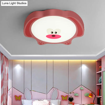 DecorBites™ Cartoon Bear LED Flush Mount Lighting for Kids' Room in Blue/Pink Acrylic and Metal