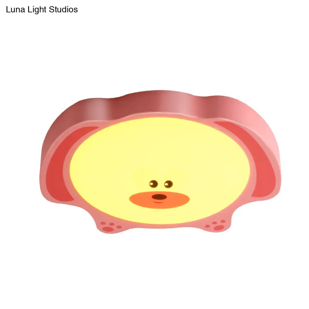 DecorBites™ Cartoon Bear LED Flush Mount Lighting for Kids' Room in Blue/Pink Acrylic and Metal