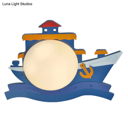 Cartoon Boat Kids Room Sconce – LED Wall Light Fixture for Playful Illumination