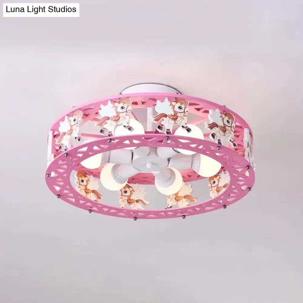 DecorBites™ DecorBites™ Cartoon Carousel Ceiling Lamp with 6 Metal Lights for Kids' Bedrooms