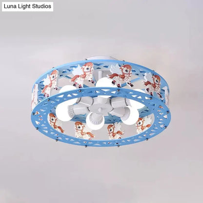 DecorBites™ DecorBites™ Cartoon Carousel Ceiling Lamp with 6 Metal Lights for Kids' Bedrooms