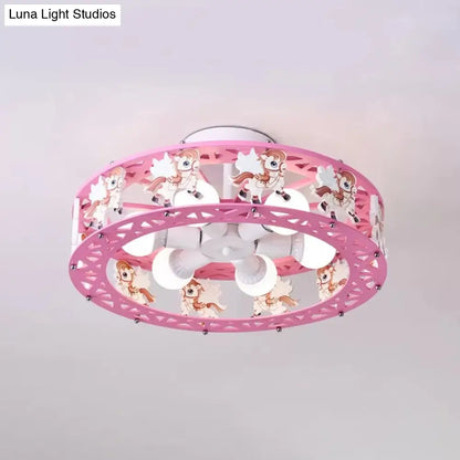 DecorBites™ DecorBites™ Cartoon Carousel Ceiling Lamp with 6 Metal Lights for Kids' Bedrooms