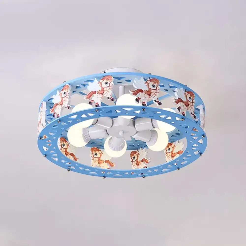 DecorBites™ DecorBites™ Cartoon Carousel Ceiling Lamp with 6 Metal Lights for Kids' Bedrooms