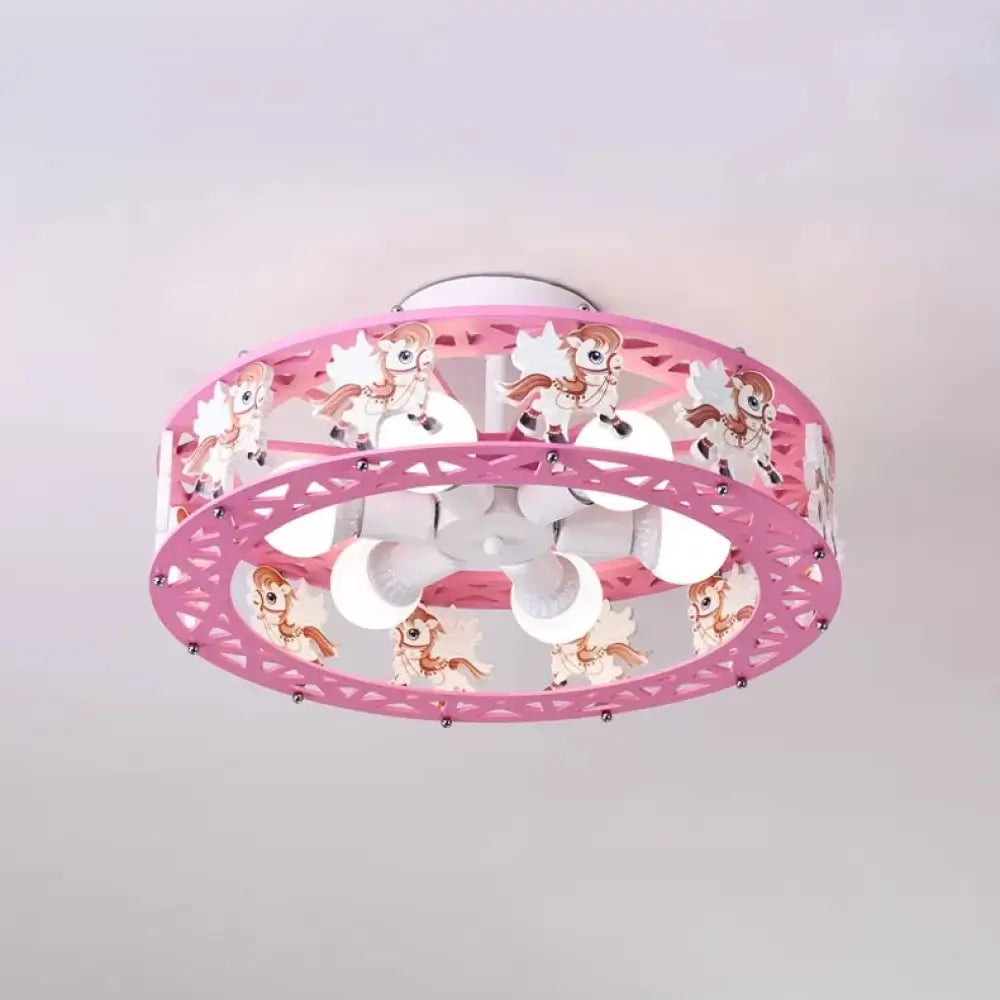 DecorBites™ DecorBites™ Cartoon Carousel Ceiling Lamp with 6 Metal Lights for Kids' Bedrooms