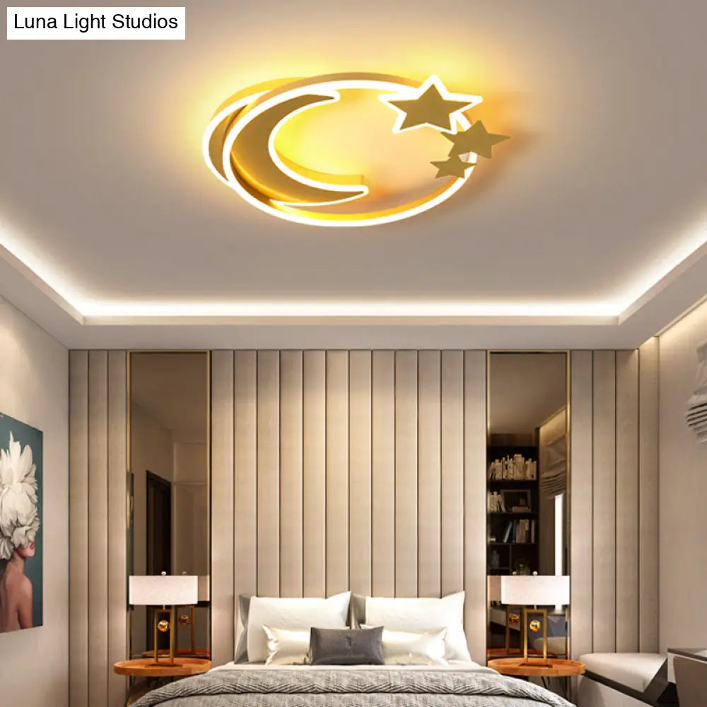 DecorBites™ DecorBites™ Cartoon Crescent and Star Flushmount LED Ceiling Light for Kids Bedroom
