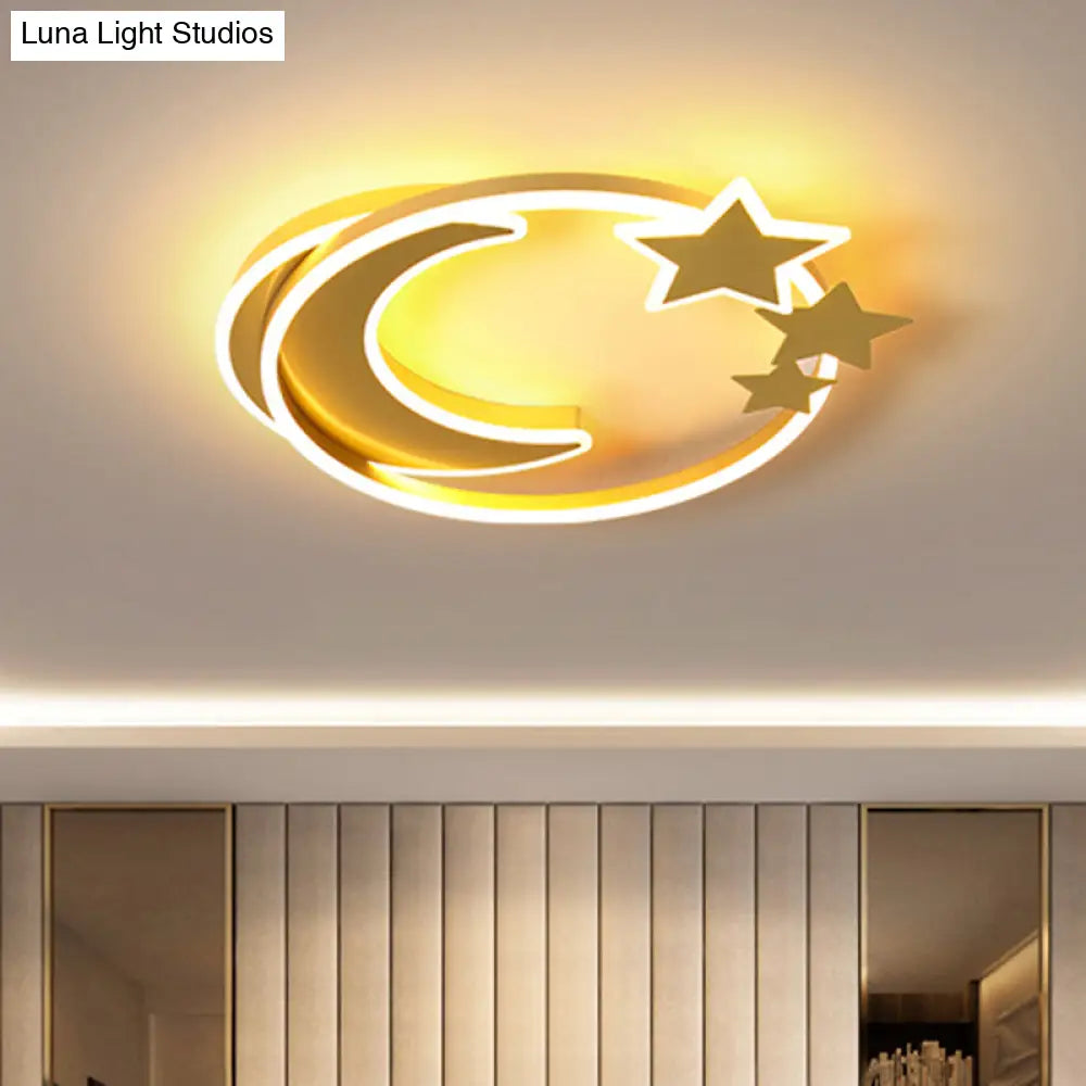 DecorBites™ DecorBites™ Cartoon Crescent and Star Flushmount LED Ceiling Light for Kids Bedroom