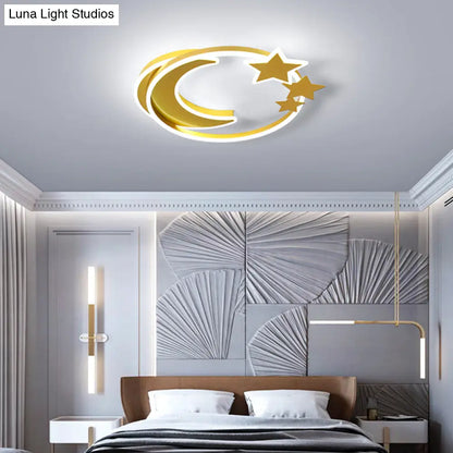 DecorBites™ DecorBites™ Cartoon Crescent and Star Flushmount LED Ceiling Light for Kids Bedroom