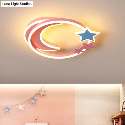 DecorBites™ DecorBites™ Cartoon Crescent and Star Flushmount LED Ceiling Light for Kids Bedroom