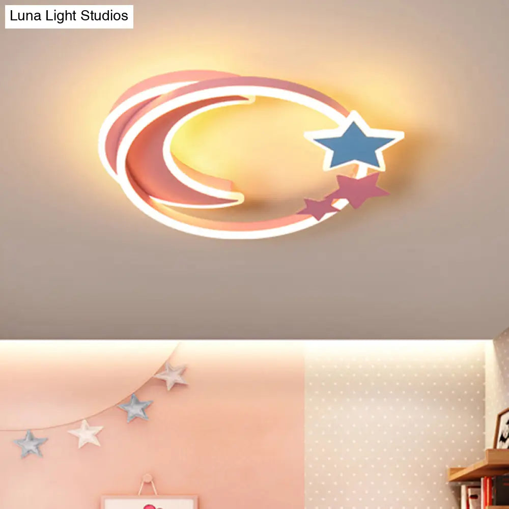 DecorBites™ DecorBites™ Cartoon Crescent and Star Flushmount LED Ceiling Light for Kids Bedroom